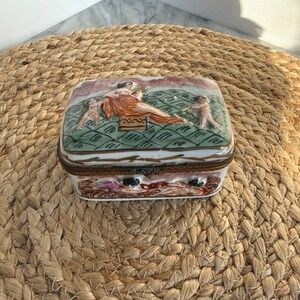 B. Altman China Box Multicolor Capodimonte Style Woman Children Putti France